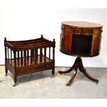 A reproduction mahogany Canterbury with three-section top,