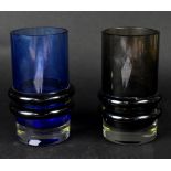 Two contemporary, possibly Scandinavian, art glass vases of substantial build, one blue,