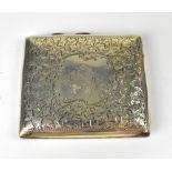 A George V hallmarked silver breast pocket cigarette case, with all-over floral repeating pattern,