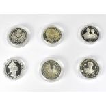 Six Westminster Collection silver 1oz (999/1000 pure silver) commemorative coins to include 1997