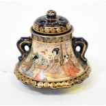 A 19th century Japanese Satsuma desktop porcelain potpourri of tapered form,