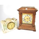 A c1900 oak mantel clock,