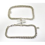 Two similar hallmarked silver graduated link guard chains,