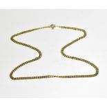 A 9ct gold thin flat curb necklace with hoop fastener, length approx 41cm, approx 6.6g.