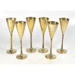 STUART DEVLIN (1931-2018); a set of six hallmarked silver wine goblets,