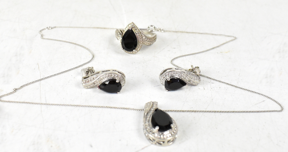 Four sterling silver and gem stone set jewellery sets, - Bild 5 aus 5