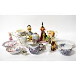 Various collectible and antique pottery and porcelain to include two 18th century tea bowls with