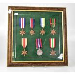 A collection of WWII medals comprising the Defence Medal, 1939-45 Star, France and Germany Star,
