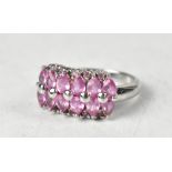 A 9ct white gold and Majestic Pink Sapphire ring,