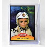 CAPTAIN SCARLET; a Destiny Angel card bearing the signature of Liz Morgan.