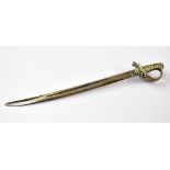 A Victorian hallmarked silver novelty paper knife in the form of an officer's sword,