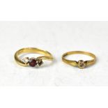 Two 9ct gold rings comprising a ruby and diamond ring,