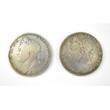 Two George III silver crowns, 1821 and 1822 (2).
