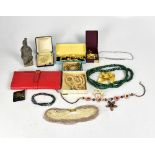 A quantity of costume jewellery to include earrings, brooches, bead necklaces, diamanté necklaces,