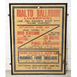 An original vintage poster for 'The Rialto Ballroom' in Liverpool,