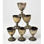 A set of six 19th century silver Austro-Hungarian egg cups marked 'A B 1863', approx 4.6ozt (6).