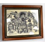 BOXING; a black and white montage print inscribed 'To John, Good luck John Conteh', numbered 4/250,