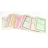 RACING; a collection of nineteen early 20th century race cards to include Liverpool 1912, 1913,