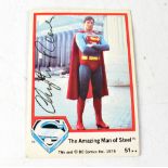 SUPERMAN; a card bearing the signature of Christopher Reeve.