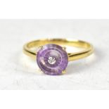 A 9ct yellow gold Lahrer Torus amethyst and diamond ring,