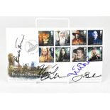 HARRY POTTER/MAGICAL REALMS; a first day cover bearing several signatures, comprising Ralph Fiennes,