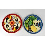 WEDGWOOD 'BIZARRE' BY CLARICE CLIFF; two hand painted limited edition plaques,