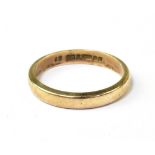 A 9ct gold band ring, size P, approx 2.7g.