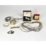 A small quantity of costume jewellery to include a digital watch, various other wristwatches,