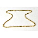 A 9ct gold rope twist necklace, with hoop fastener, length 52cm, approx 11.6g.