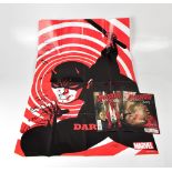 DAREDEVIL; a poster bearing multiple signatures and two Marvel Limited Series comic books,