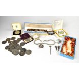 Various items of costume jewellery to include hallmarked silver necklace of snake link form with