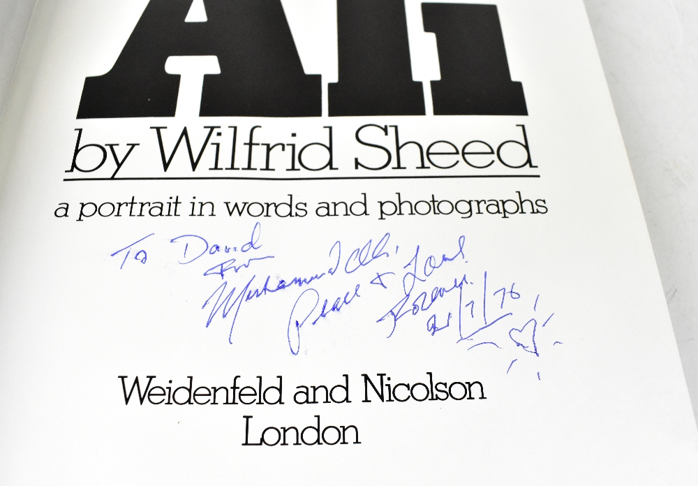 MUHAMMAD ALI; a single volume bearing the signature of the boxing megastar twice, one dated 1976.