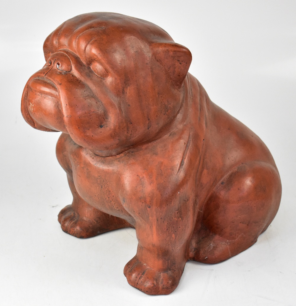 A large terracotta model of a seated English bulldog, height 38cm. - Image 2 of 3