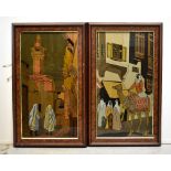Four early/mid-20th century reverse painted on glass paintings,