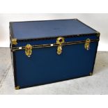 A large modern alloy metal bound trunk.