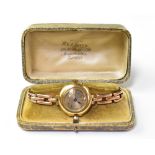 A cased ladies' vintage 9ct gold wristwatch,