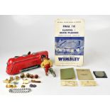 Various mixed collectibles to include a 1930s red painted tinplate clockwork locomotive,