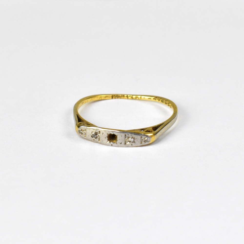 A 22ct gold wedding band, size O, an 18ct yellow gold and platinum band set with small stones, - Bild 6 aus 6