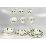 COLCLOUGH; 'Ivy Leaf' pattern part tea service comprising cups, saucers, milk jug, sugar bowl,