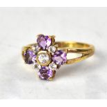 A 9ct gold amethyst and topaz ring,