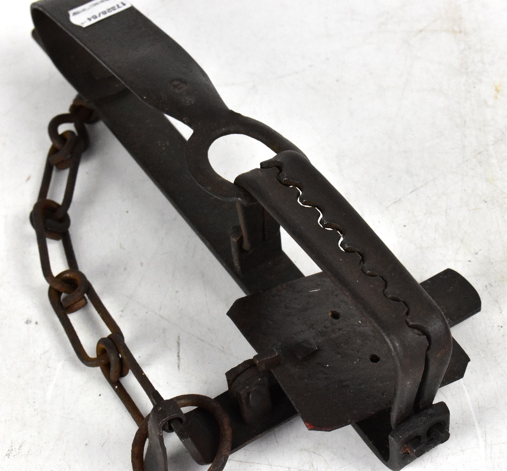 A vintage cast iron animal trap, length 28cm. - Image 2 of 2