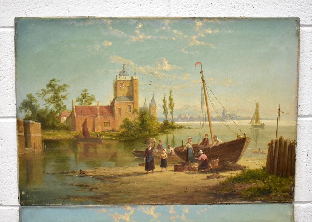 ATTRIBUTED TO WILLIAM DOMMERSON (Dutch, 1850-1927); two oils on canvas, Dutch scenes, - Image 2 of 4