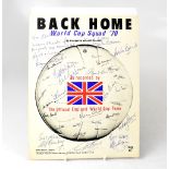 ENGLAND FOOTBALL; 'Back Home', a World Cup Squad 1970 music score,