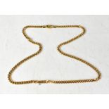 A 9ct gold flat curb link necklace with lobster claw clasp, length 46cm, approx 18g.