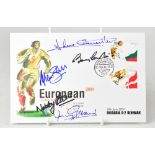 FOOTBALL; a European Championship 2004 first day cover bearing several signatures,
