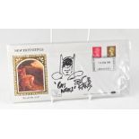 BATMAN; a first day cover with doodle and signature of Bob Kane.