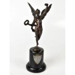 A late 19th/early 20th century bronze figure trophy modelled as the winged goddess of Victory,
