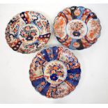 Three 19th century large Japanese Imari chargers,