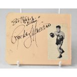 BOXING, ROCKY MARCIANO; a page torn from an autograph book,