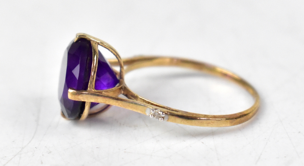 A 9ct gold amethyst and diamond ring, - Image 2 of 3